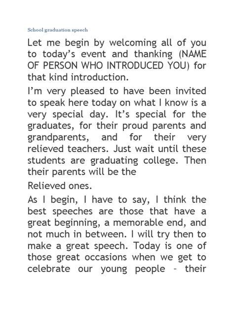 7+ Middle School Speech Examples (PDF) | Examples | Graduation speech ...