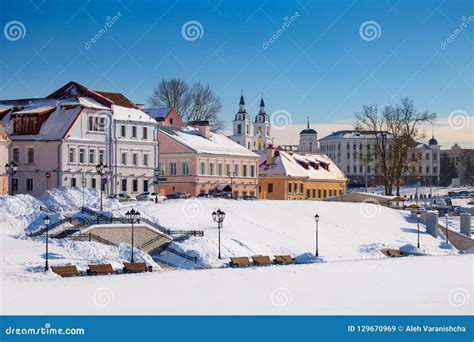 Beautiful Winter View of the Old Town. Minsk. Belarus Stock Image ...