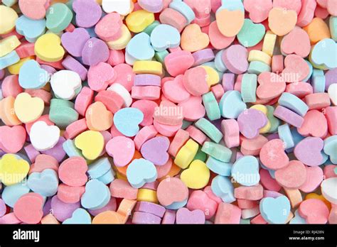 Background of brightly colored candy hearts for Valentine's Day Stock ...