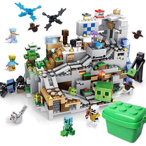 Gear Cave Set 1000 Pcs Bricks Compatible Legoing Minecraft Figures Model Building Blocks Boy ...