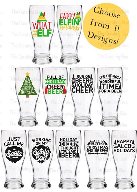 Christmas Pilsner Glasses Christmas Beer Glasses Christmas | Etsy