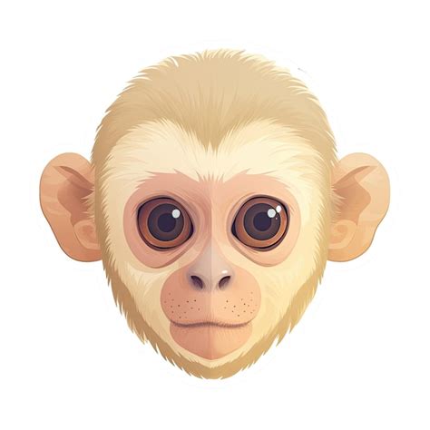 Premium AI Image | Baby Capuchin Monkey Face Sticker On Isolated ...