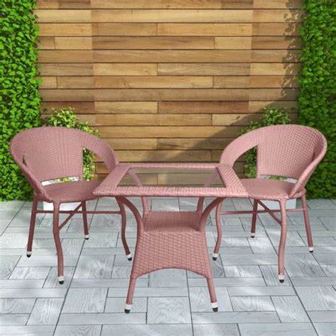Bili Outdoor Patio Seating Set 2 Chairs And 1 Table Set (light Brown ...