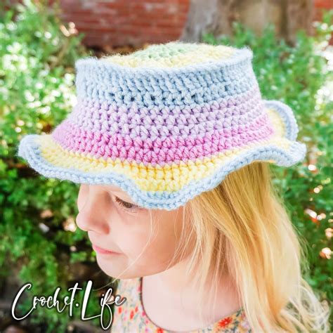 Kids Bucket Hat Crochet Pattern - Rainbow Striped Summer Hat for Kids ...