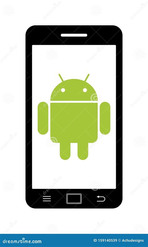 Mobile with Android Robot Icon Editorial Stock Image - Illustration of ...