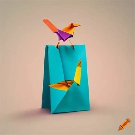 Origami bird carrying a festive gift bag on Craiyon