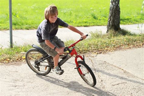 Boy riding a bike stock image. Image of green, grass - 20629803