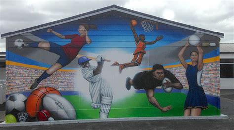 nz school sports mural - NZ Murals and Graffiti Art