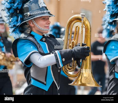 Baritone player marching in the parade Stock Photo - Alamy