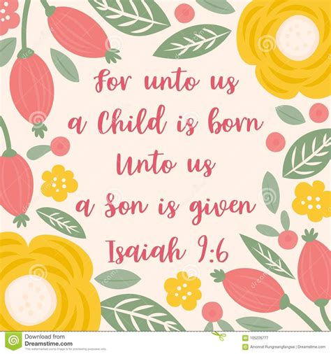 Bible Quote from Isaiah about Jesus for Christmas Holidays, with Floral ...