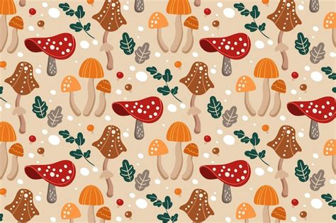 Free Vector | Hand drawn mushroom pattern