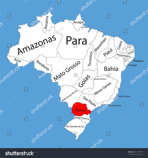 Parana Brazil Vector Map Isolated On Stock Vector (Royalty Free ...