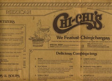 Chi Chi's Restaurant Menu Fort Lauderdale Florida 1980 Home of the Chimichanga | #1762195586