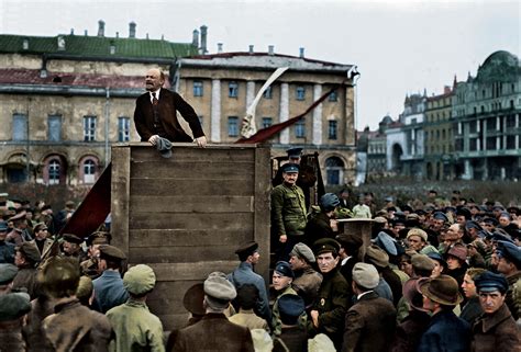 october revolution led by vladimir lenin, 1917 (colorized by me ...