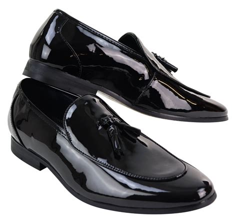 Mens Black Patent Shoes with Tassel: Buy Online - Happy Gentleman