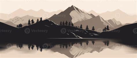 Silhouette mountainlake illustration of silhouette mountainlake 23576999 Stock Photo at Vecteezy