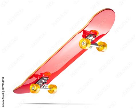 Red skateboard deck, isolated on white background. File contains a path ...