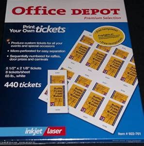 Amazon.com : Office Depot(R) Laser/Inkjet Tickets, Pack Of 440 Tickets : Cover Stock Papers ...