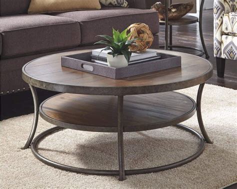 Ashley Furniture Round Wood Coffee Table - Signature Design by Ashley Urlander T673-8 ...