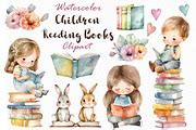 Children reading books clipart, an Education Illustration by PassionPNGcreation