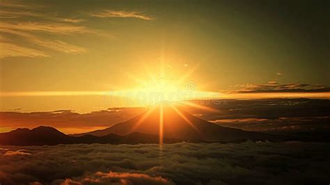 Beautiful View of Mount Fuji and Sunrise in Japan from Above the Clouds Stock Photo - Image of ...