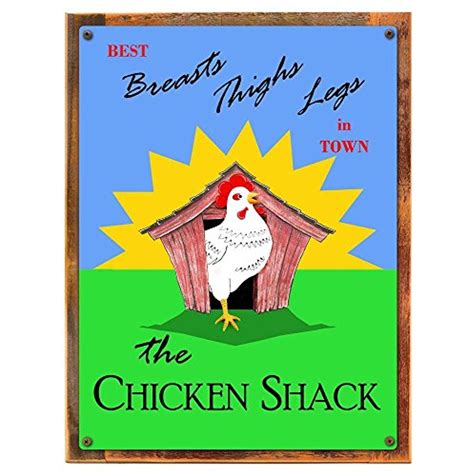 Wood-Framed Chicken Shack Metal Sign: Country Home Decor Wall Accent for kitchen on reclaimed ...