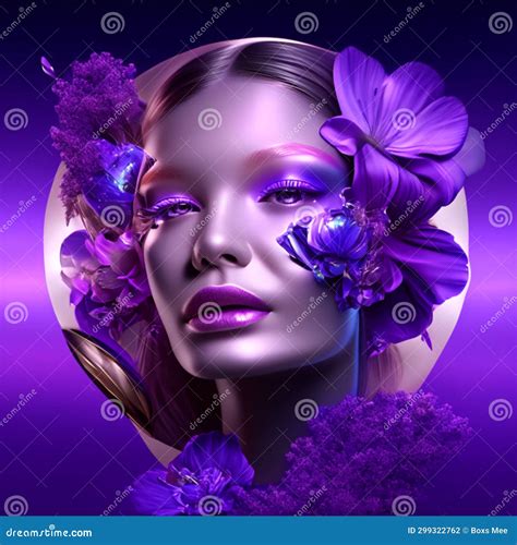 Beautiful Woman Face with Flowers. 3d Rendering, 3d Illustration Stock Illustration ...
