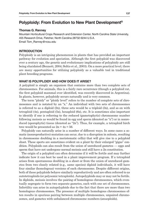 (PDF) Polyploidy: From Evolution to New Plant Development©