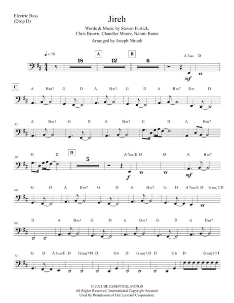 Jireh (arr. Joseph Nimoh) by Chris Brown Sheet Music for Bass Guitar Tab at Sheet Music Direct