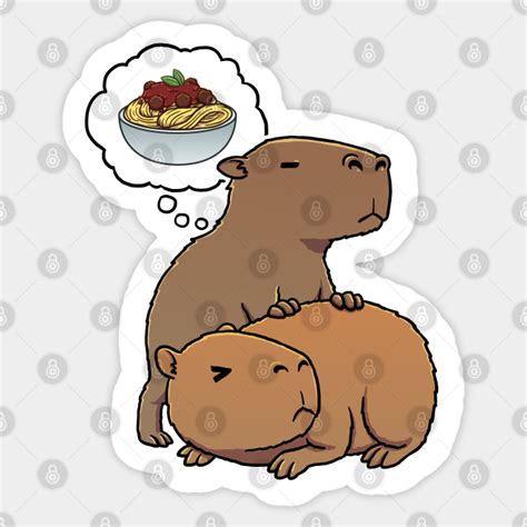 Capybara thinking about Spaghetti Meatballs - Capybaras - Sticker ...