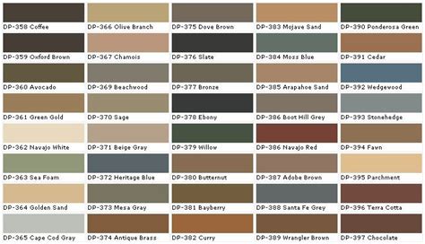 Behr Solid Stain Color Chart
