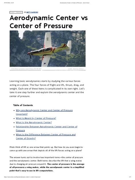 Aerodynamic Center Vs Center of Pressure - Aero Corner | PDF | Lift ...