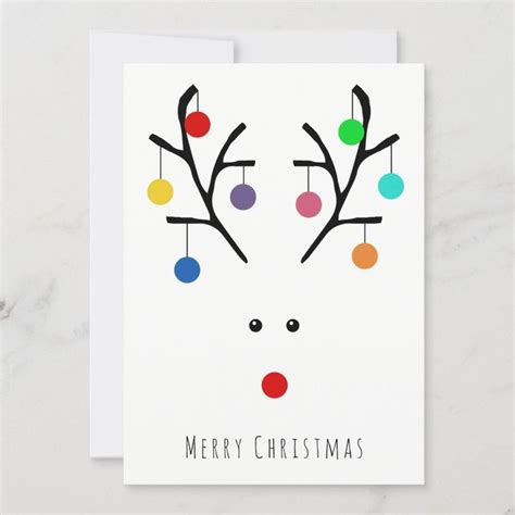 Modern Holiday Whimsical Reindeer Christmas Card | Zazzle | Christmas ...