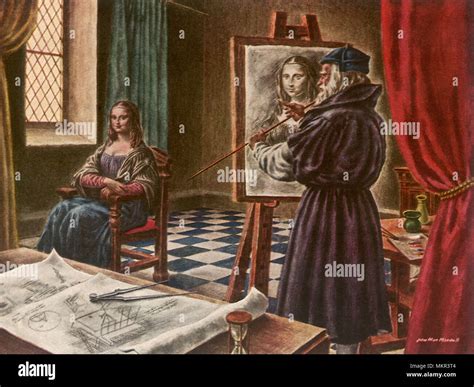 Leonardo da Vinci painting the Mona Lisa Stock Photo - Alamy