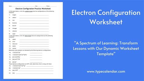 Free Printable Electron Configuration Worksheet [Practice & Problems] +PDF