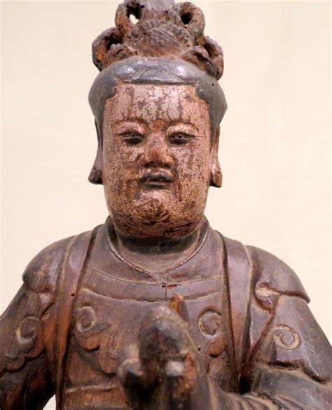 Wood Ming Dynasty Sculpture of a Deity For Sale at 1stDibs