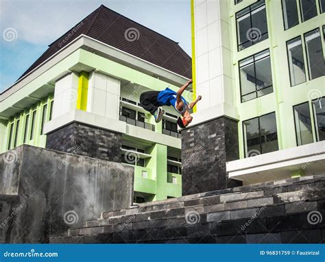 Back Flip Parkour editorial stock image. Image of young - 96831759