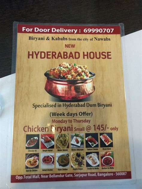 Menu at New Hyderabad House, Bengaluru