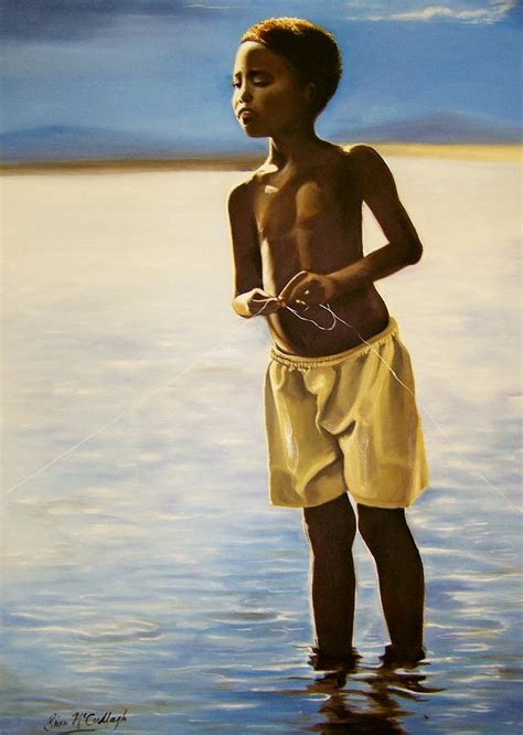 Little African boy fishing Painting by Sian Mccullagh Zeederberg - Fine ...