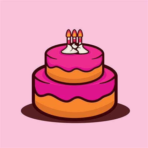 birthday cake cartoon vector design with 3 candles 13529449 Vector Art ...