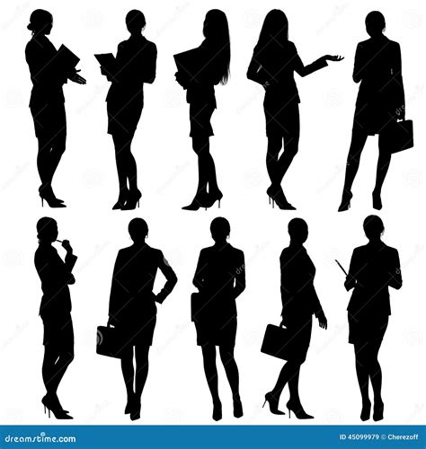 Business Woman Black Silhouette Hold Briefcase Vector Illustration ...