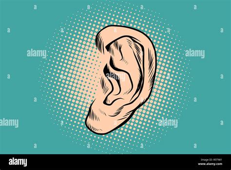 Male human ear Pop art retro Stock Photo - Alamy