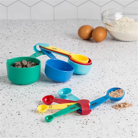 Tasty 10 Piece Measuring Cups and Spoons Set with Pour Spouts, Dishwasher Safe, Multicolor ...