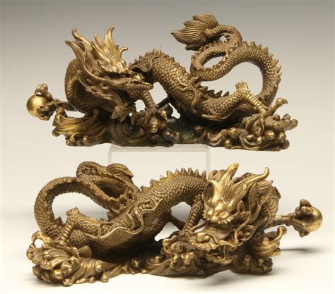 #320: FINELY MODELED GILT BRONZE JAPANESE DRAGON FIGURES