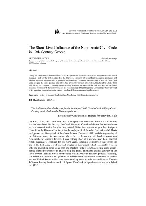 (PDF) The Short-Lived Influence of the Napoleonic Civil Code in 19th ...