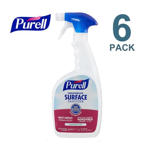 Purell Surface Sanitizer, Fragrance Free, 32 oz Spray Bottle, 6/Carton