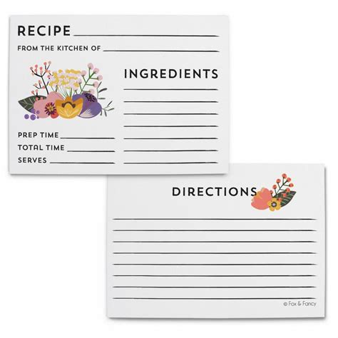 Floral Recipe Cards | Set of 10 – Fox & Fancy