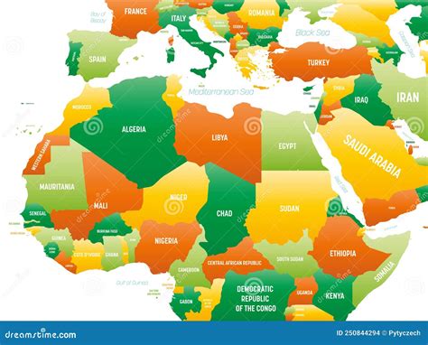 Northern Africa Map Detailed Political Map with Lables Stock Vector ...