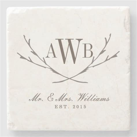 Rustic Wedding Monogram Coasters | Zazzle