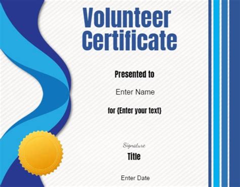 Volunteer Of The Year Certificate Template